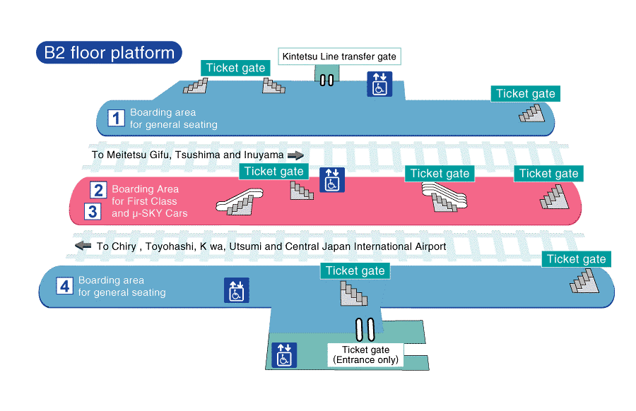 Meitetsu Nagoya Station: Boarding Area Map